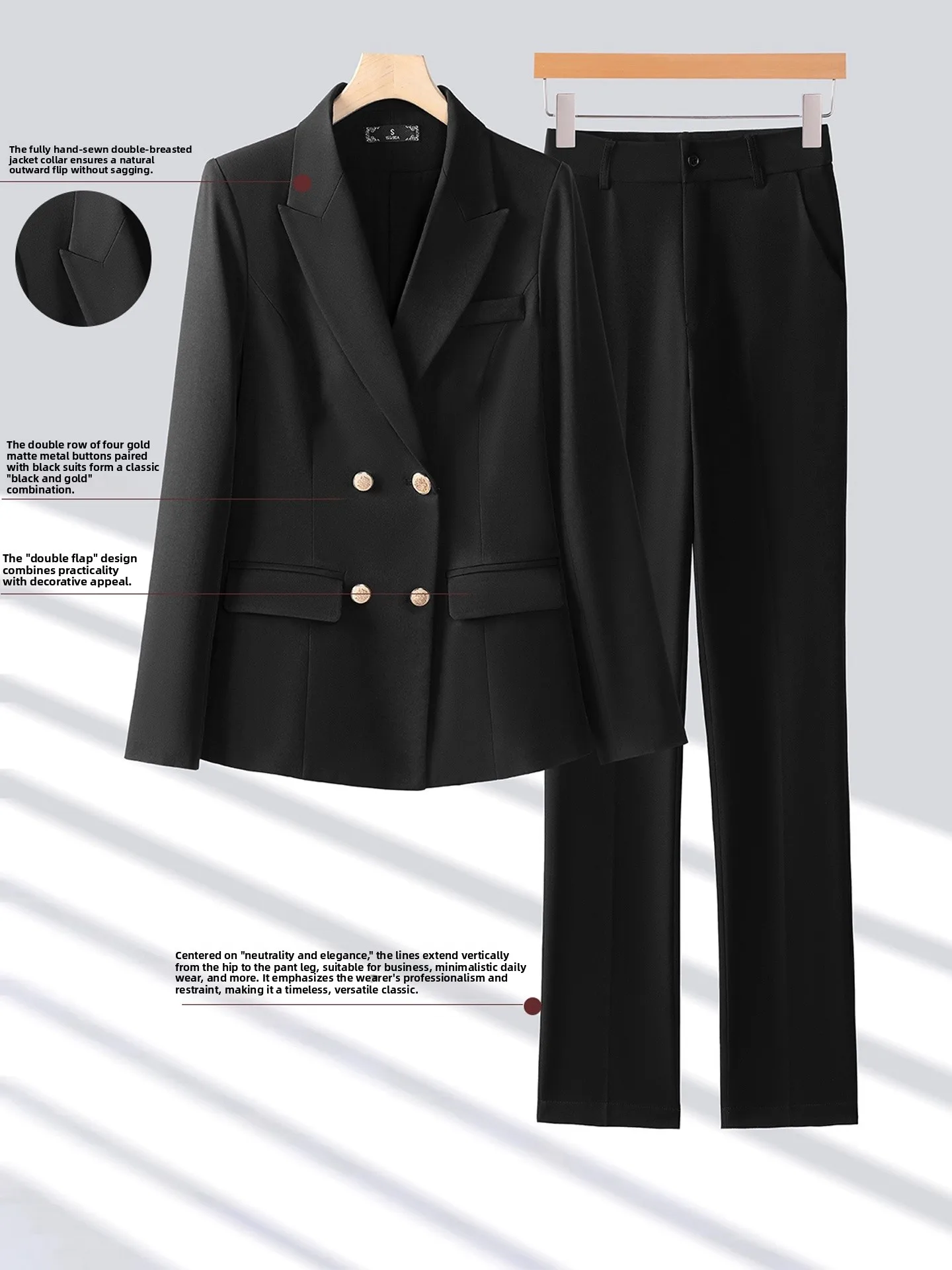 Thickened Fleece Winter Suit Set for Women Professional Interview Warm Business Outerwear Long Sleeve Long Pants Polyester Blend