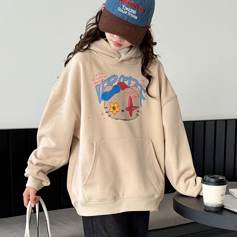 جديد الاطفال مصمم الخريف هوائي مقنعين البلوز لفتاة التوأم القطن الكرتون هوديس الأطفال الربيع ملابس كاجوال 5-14Y #5