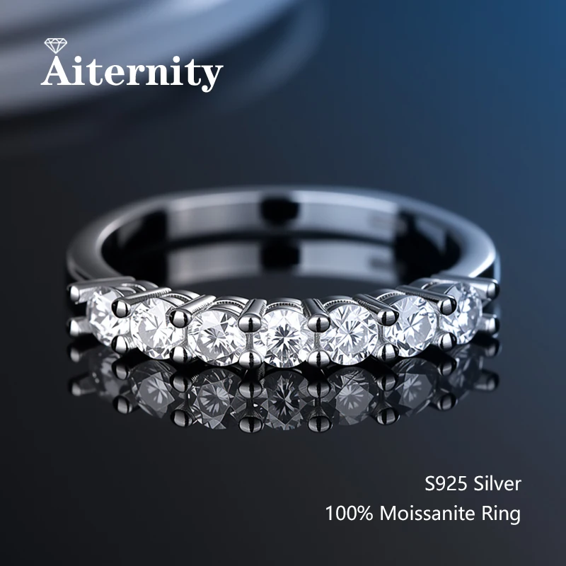 100% Pass Diamond tester Pen Moissanite Ring Matching Wedding Diamond Band for Women 925 Sterling Silver Female Single Tail Ring