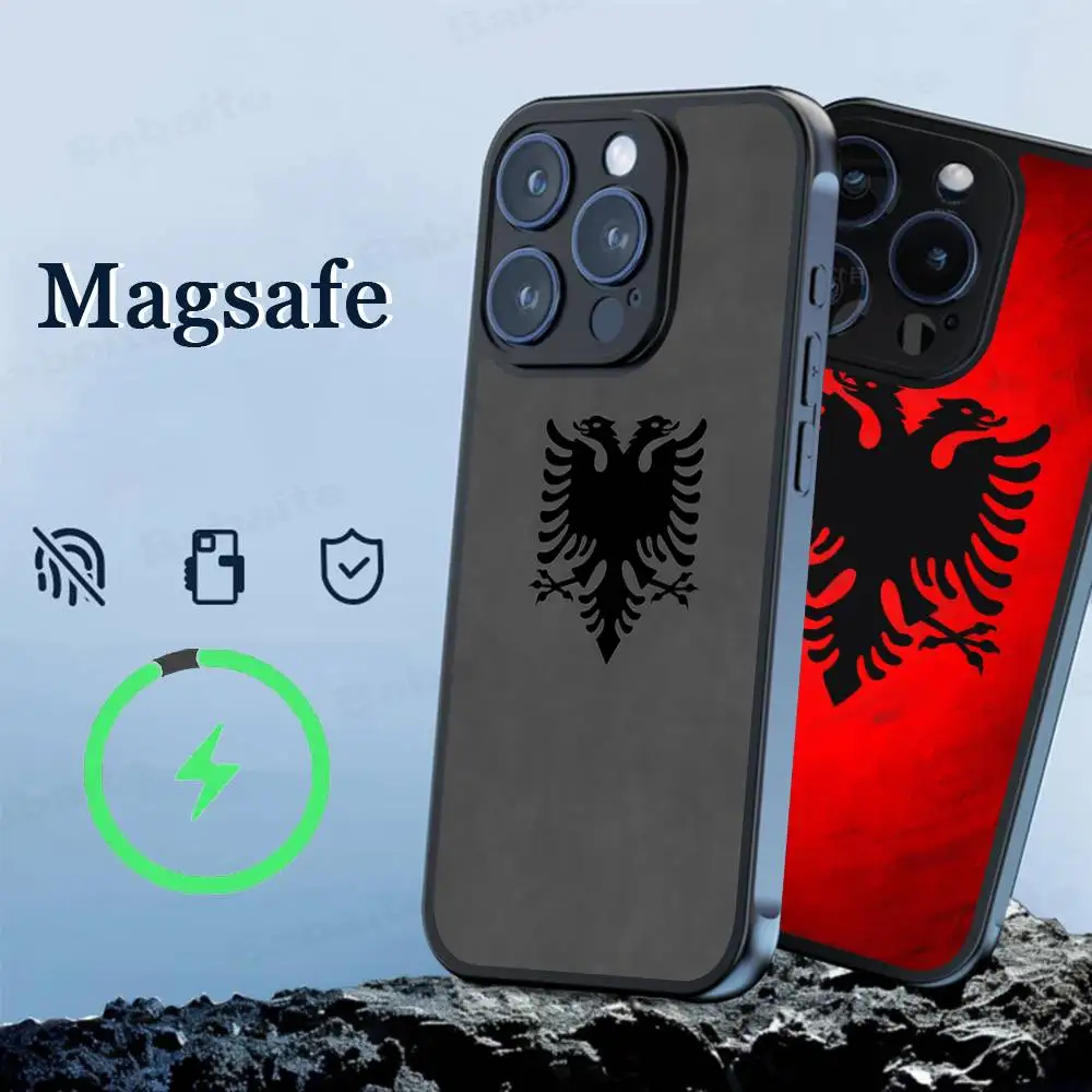 

Albania Albanians Flag Phone Case Magnetic Case For IPhone 16 14 13 12 11 15 Pro Max Plus For Magsafe Wireless Charge Cover