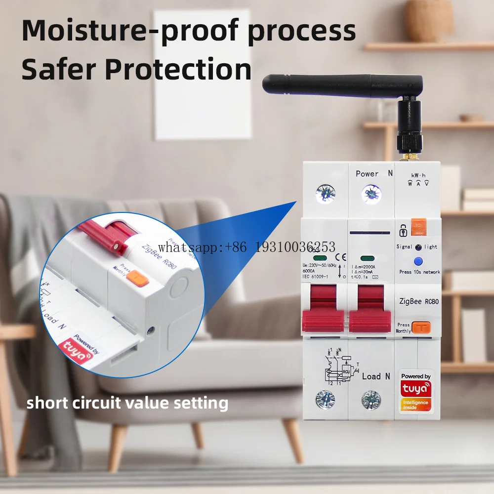 Factory  Zigbee Smart Circuit Breaker 2P 4P 1-63A Automatic Switch Leakage Protection With Alexa  App