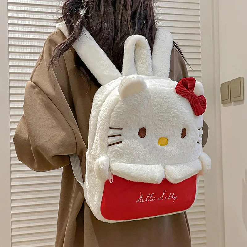 Sanrio Kawaii Melody School Bag for Girl Luxury Hello Kitty Mini Backpack Designer Bag Melody Cartoon Printing