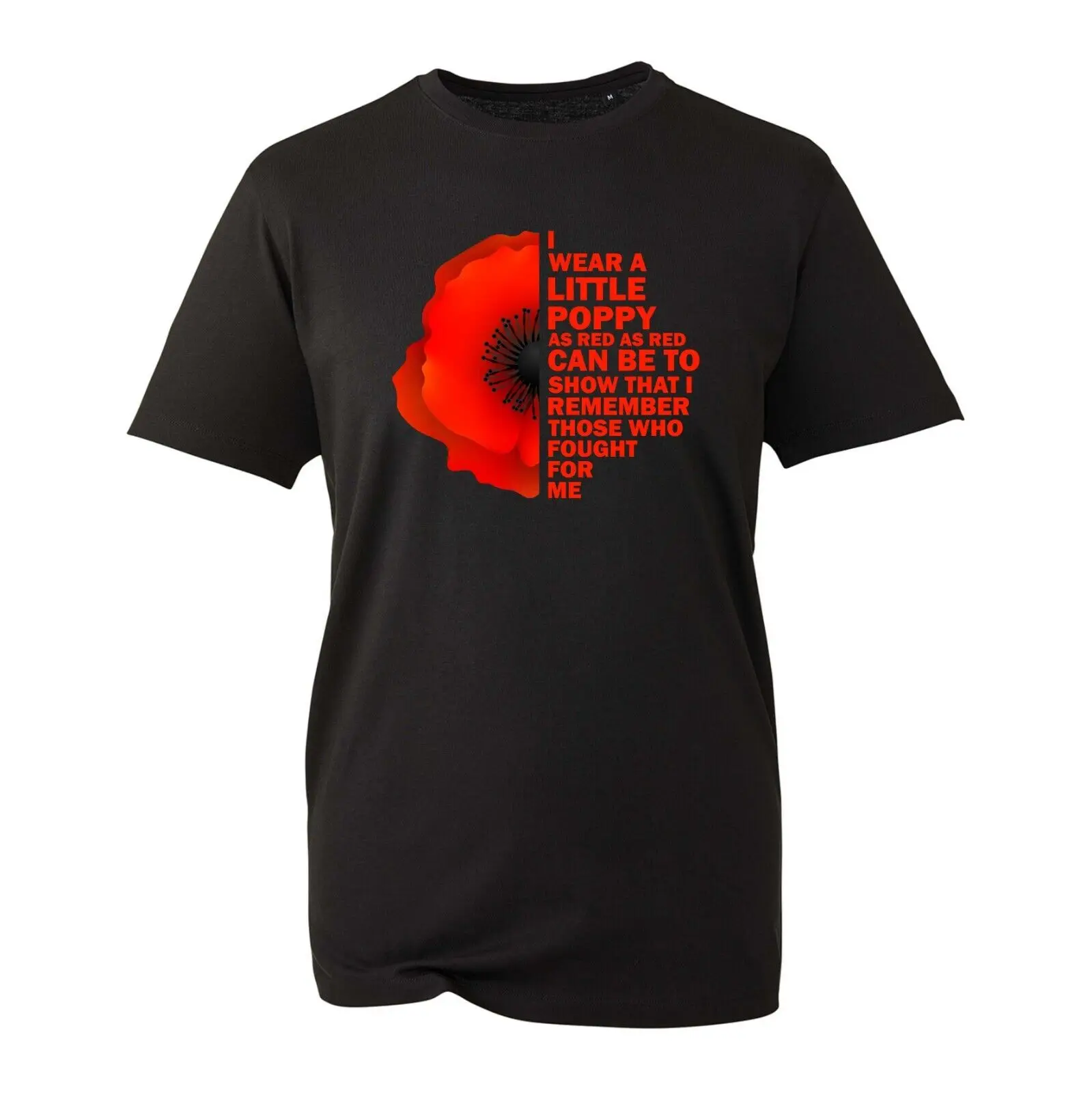 I Wear A Little Poppy T-Shirt, Lest We Forget Remembrance Day Flower Unisex Top