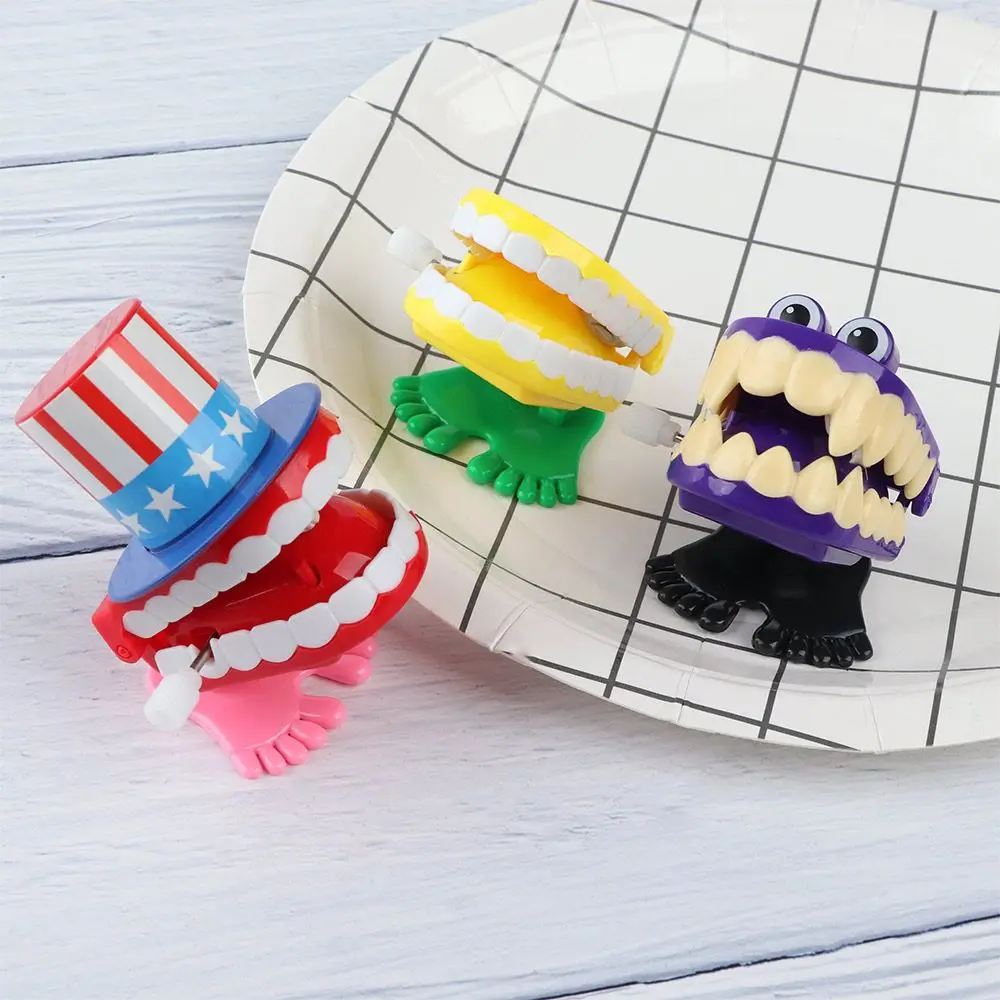 

Gifts Plastic for Baby Kids Mini Clockwork Toy Walking Teeth Shape Wind Up Clockwork Toy Babbling Denture