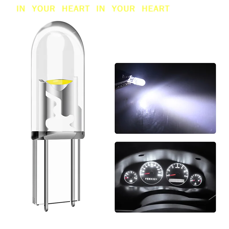 【X】10Pcs T5 LED Super Bright Cob Lights Wedge Dashboard Gauge Car Warning Indicator Instrument Cluster Lamp