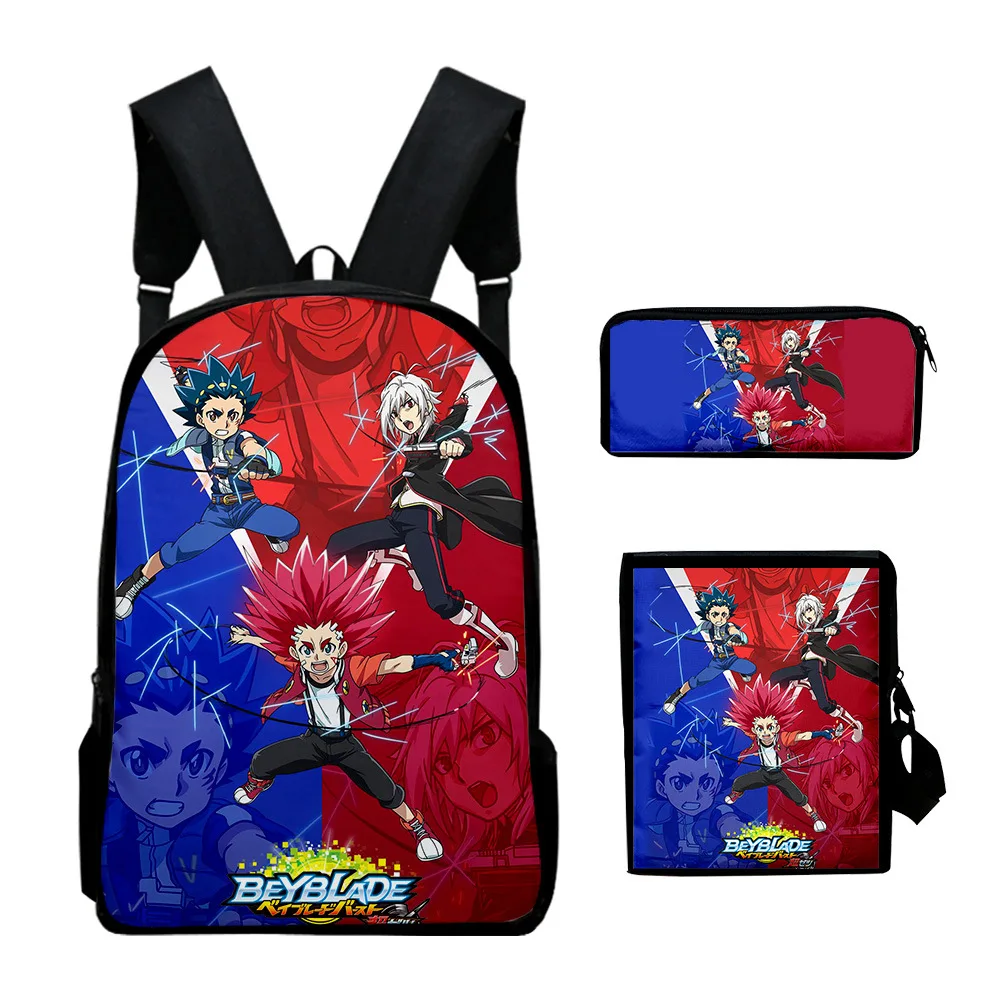 Harajuku Beyblade Burst Evolution 3D Print 3pcs/Set pupil School Bags Laptop Daypack Backpack Inclined shoulder bags Pencil Case