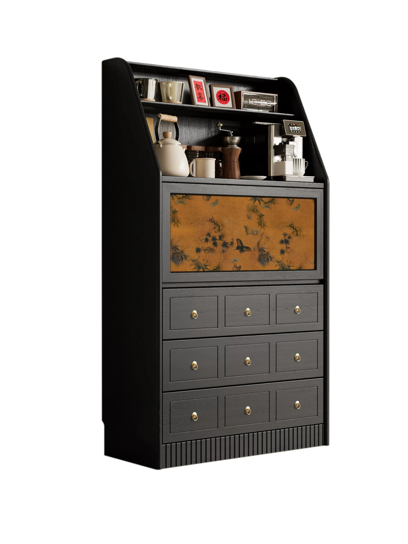 LMM French retro medieval all-solid wood dining side tea cabinet