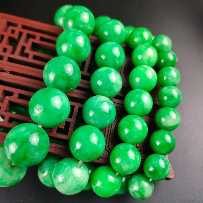 Emerald Dry Green Bracelet Quartzite Jade Men and Women's Prayer Beads Ball Bracelet