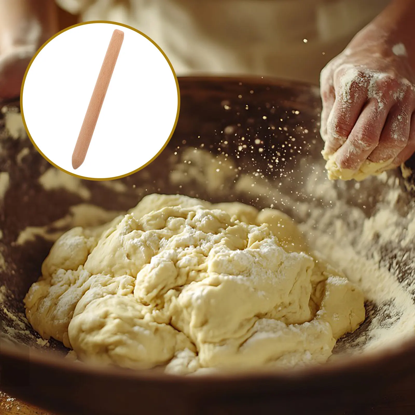 

11 Inch Wooden Bread Stirrer Multi Purpose Sourdough Spatula for Kitchen Cooking and Baking Sourdough Wooden Stir Stick