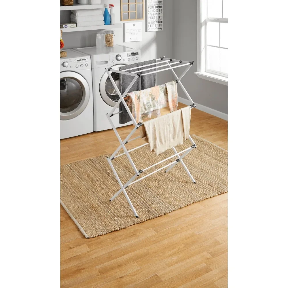 Expandable Steel Laundry Drying Rack, White, Pants Hanger,35.50 X 14.50 X 45.50 Inches