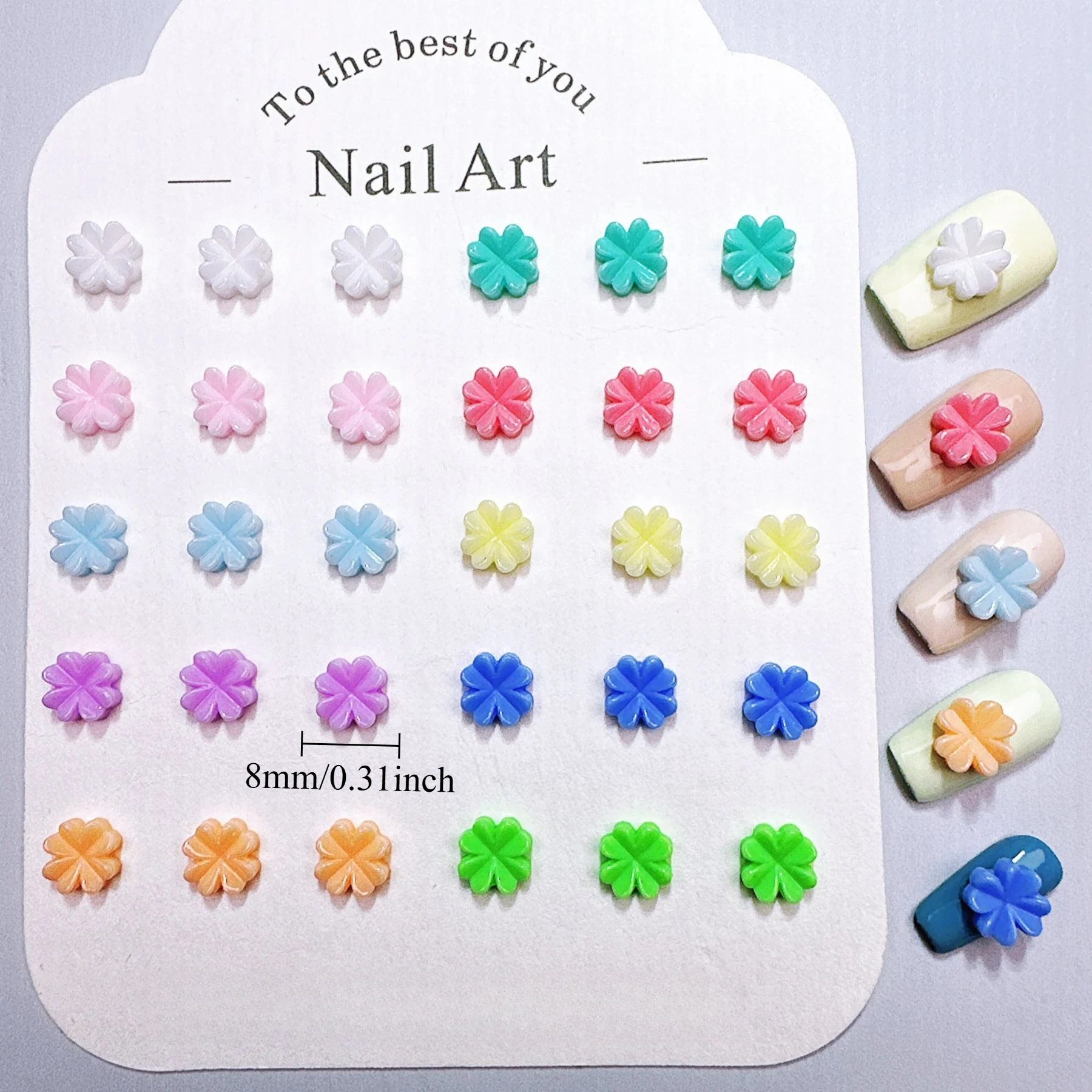 30/50/100Pcs, 8mm, Simulation Lucky Clover, Plant Modeling, Pure Color, Sweet Wind, DIY, Phone Case Accessories, Accessories