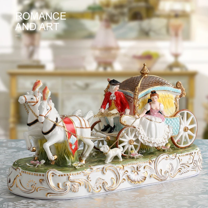 Lace porcelain carriage porch enamel exquisite ornament ceramic craft decoration piano