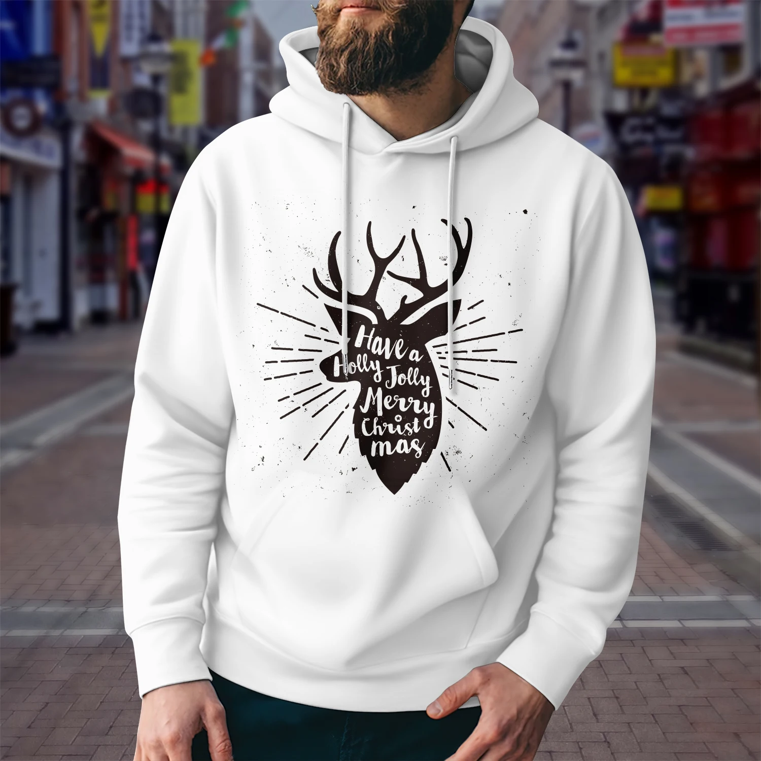 Sudadera con capucha para hombre, nuevo diseño, moda, estampado geométrico 3D, serie navideña, Sudadera con capucha, Top informal holgado para hombre 2024