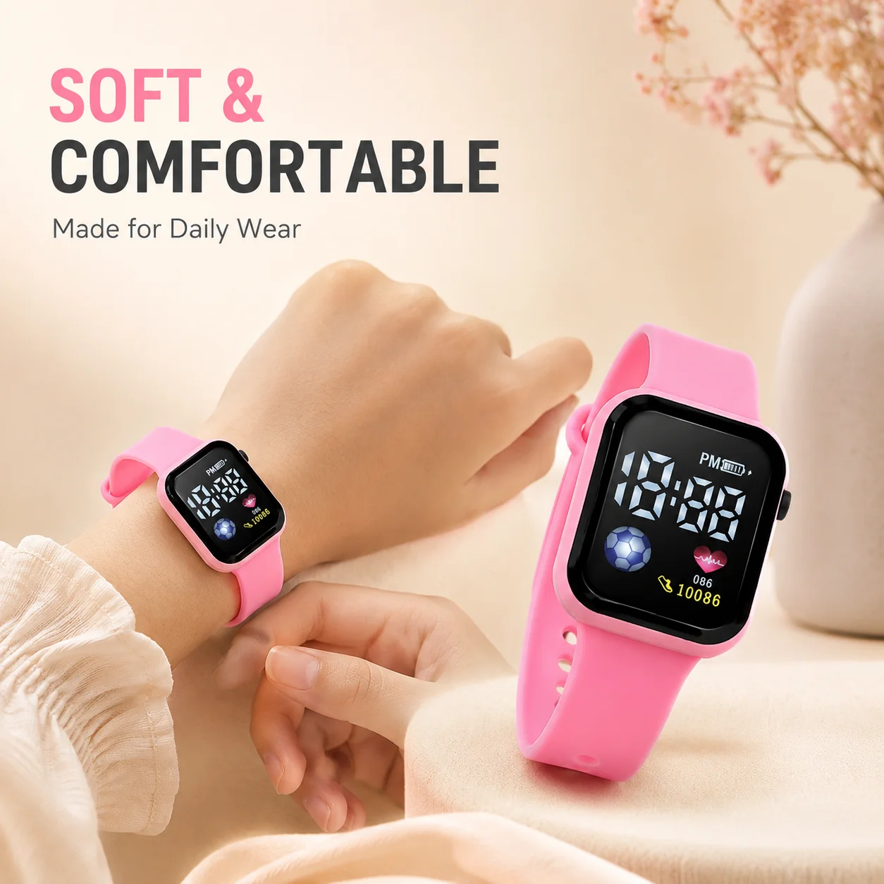 Reloj Digital LED Colorido, Conjunto de Relojes de Pulsera Casuales con Esfera Cuadrada y Correa Ajustable, 5 Opciones de Color para Uso Diario y Regalos