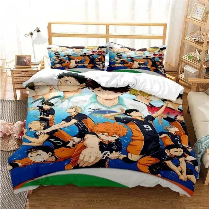 

3D Pirnted Volleyball Haikyuu Duvet Cover Set Cartoon Kids Boys Bedding Set Bedclothes Girls Teens Quilt Cover Bed Linen Set