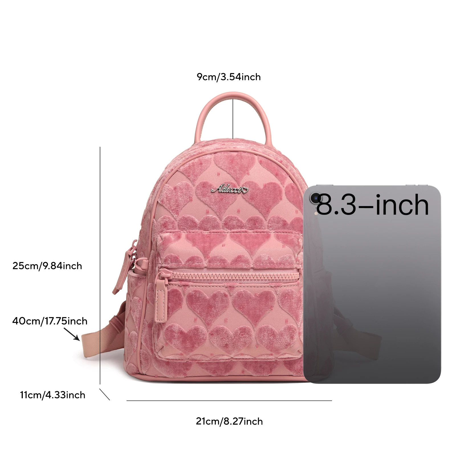 AILUXI Adorable Pink Heart Pattern Backpack Original Design Women's Double-Shoulder Bag New Fashion College Style School Bag