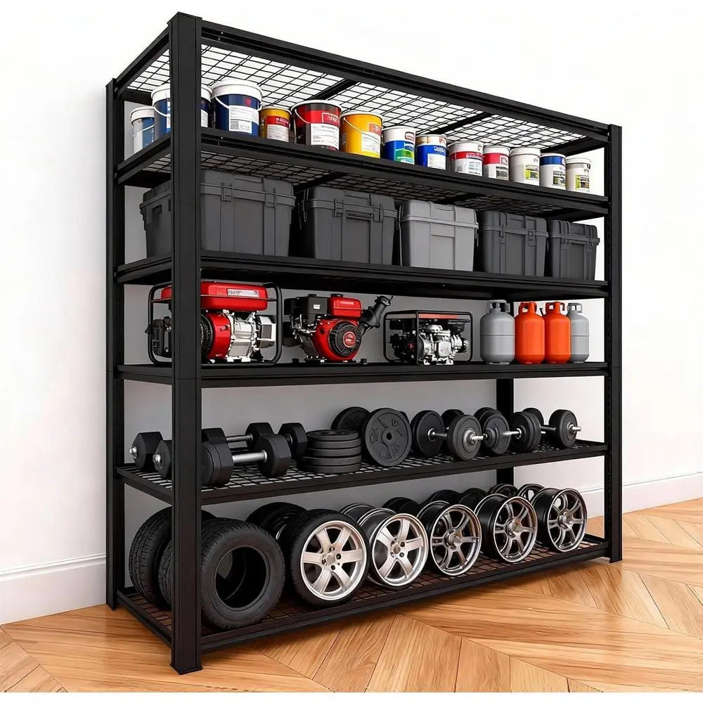 

6-Tier Adjustable Metal Storage Shelves, 84x62x24, Heavy Duty Garage Shelving for Industrial, Home, and Outdoor Use