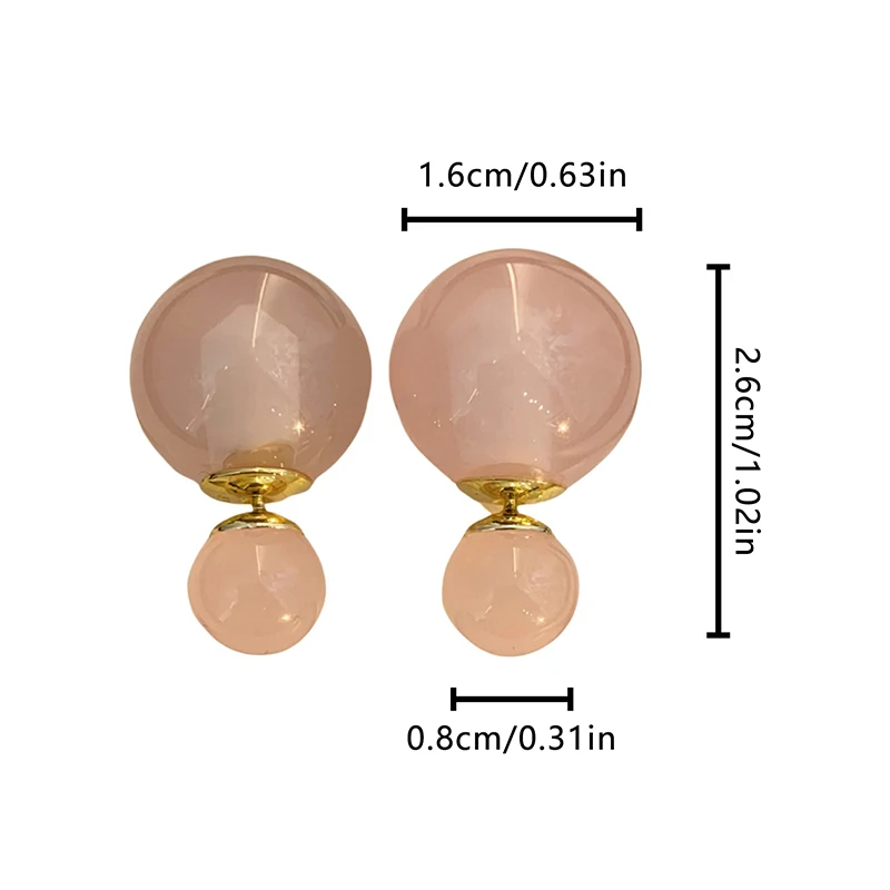 Fashion Double Sided Round Ball Earrings For Women Light Luxury Sweet Versatile Fresh Color Ear Studs Unique Jewelry Accessories