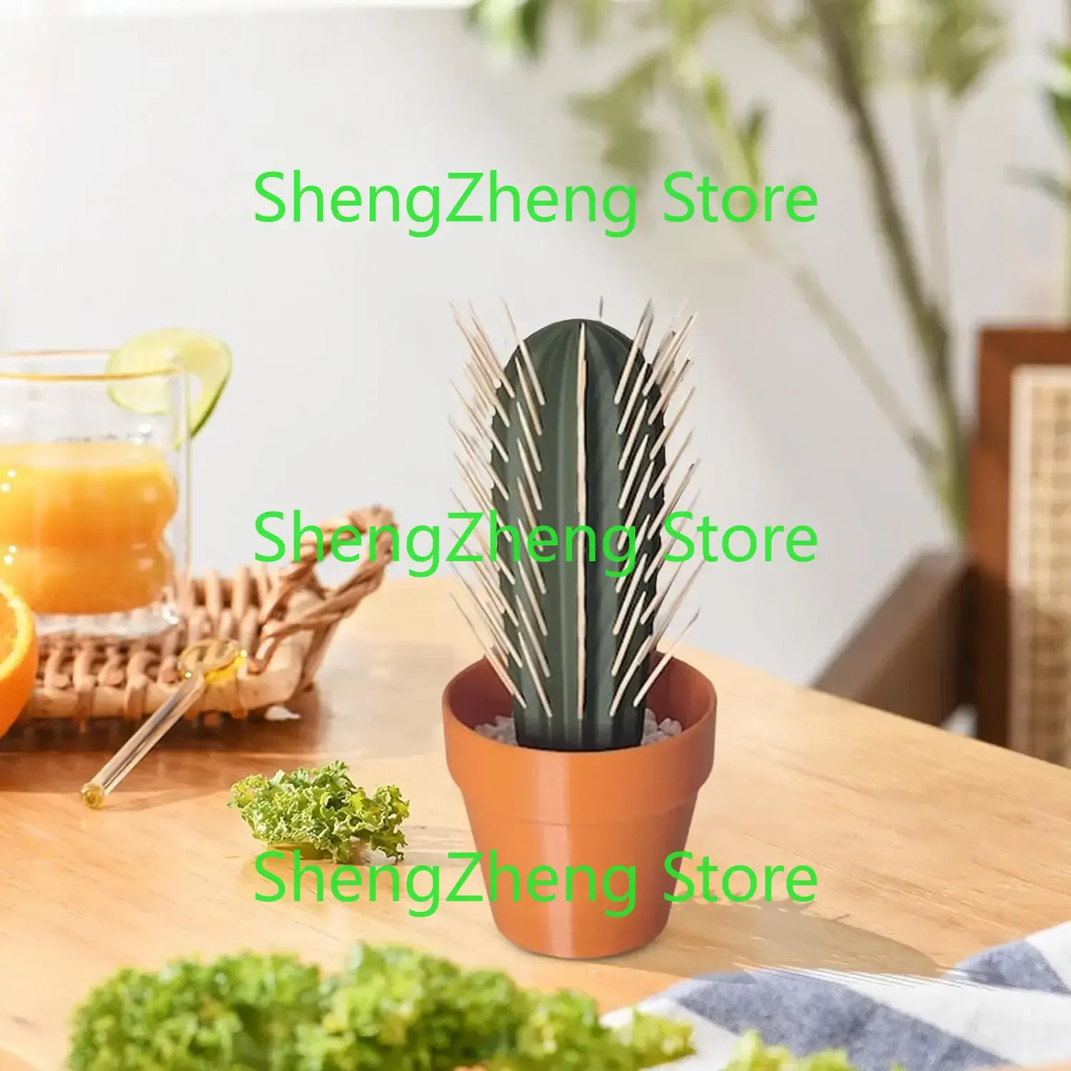 1Pcs Cute Cactus Shaped Toothpick Dispenser for Home Decoration  Creative Gift Ornaments（Stones Are Not Included） view 2