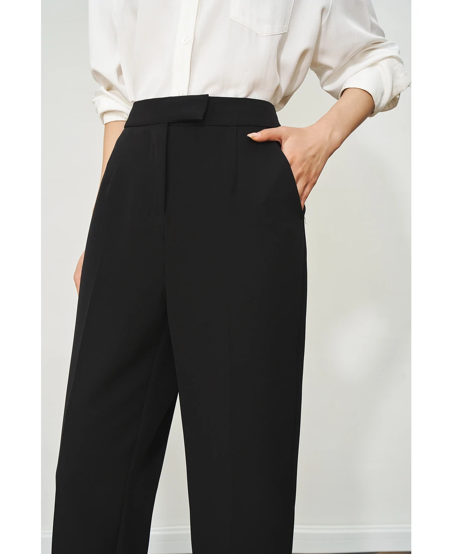 OLrain 2025 Autumn High Waist Office Pants Women Straight Wide-Leg Professional Trousers Elastic Comfort Slim Pants O57XK98838