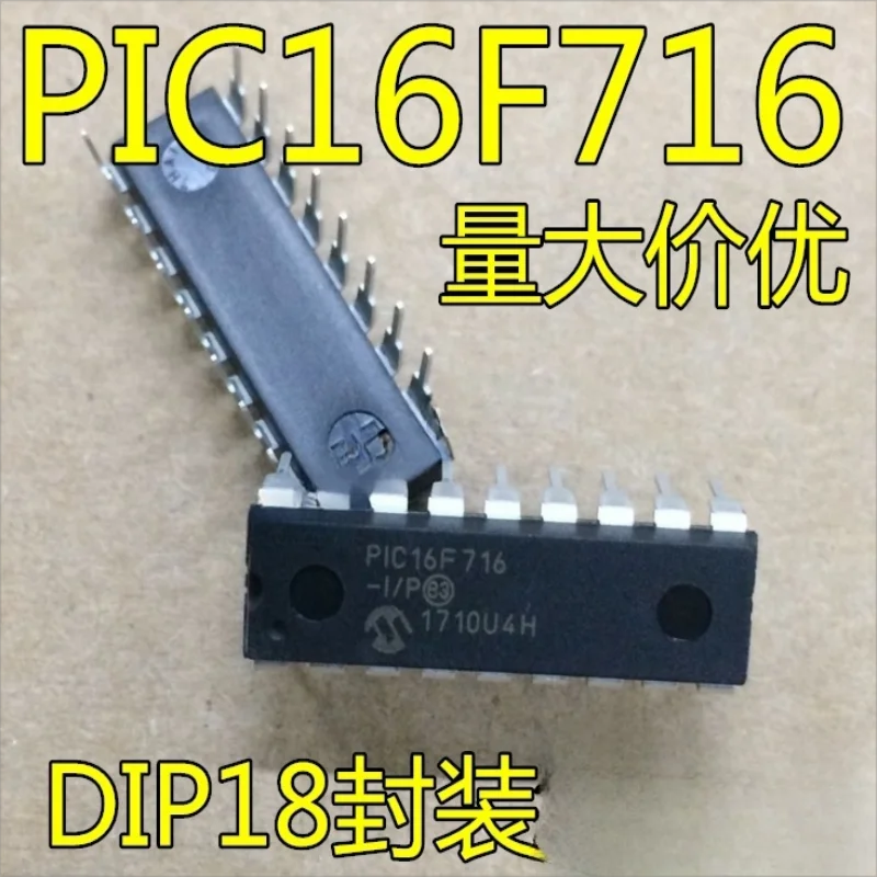 Microcontrolador de chip de flash PIC16F716, 5 piezas de inserción directa, PIC16F716-I/P DIP-18