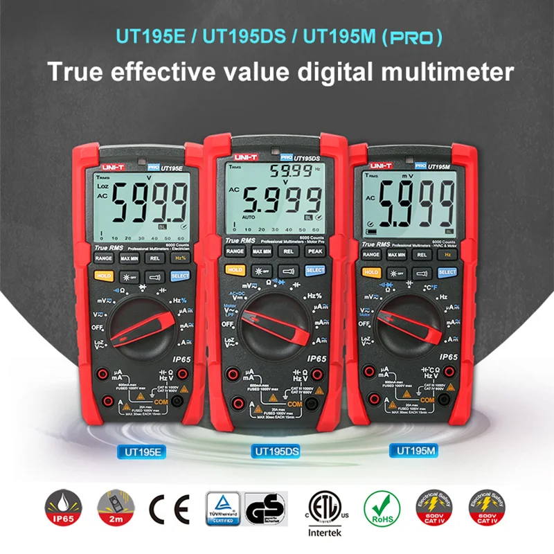 UNI-T Professional Digital Multimeter UT195M UT195DS 750V AC DC Voltage True RMS Electrician Tester Frequency Meter Multimetro