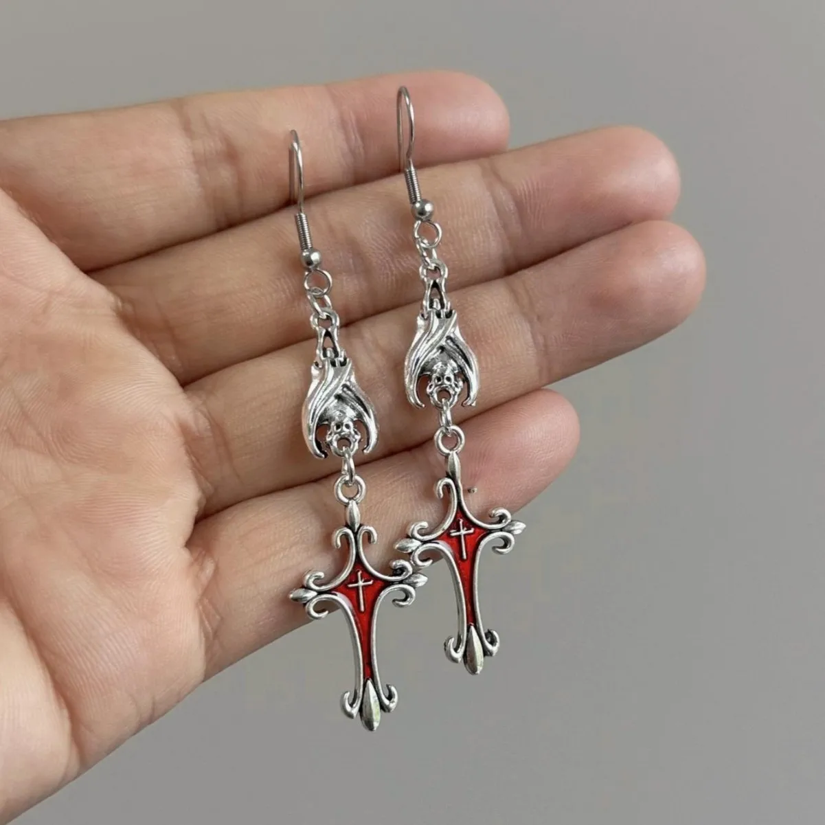 Bat Cross Earrings,… - image