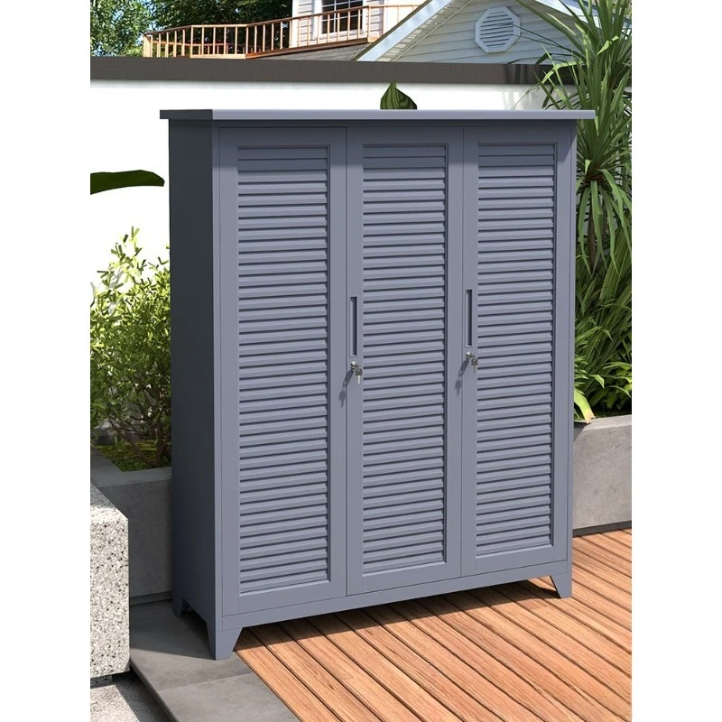 Venetian door outdoor locker waterproof, sunscreen, anti-corrosion villa courtyard storage open-air garden tool storage cabinet