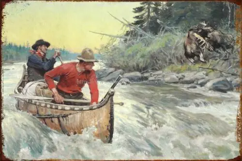 Philip R. Goodwin river boating hunting metal tin sign metal art sale