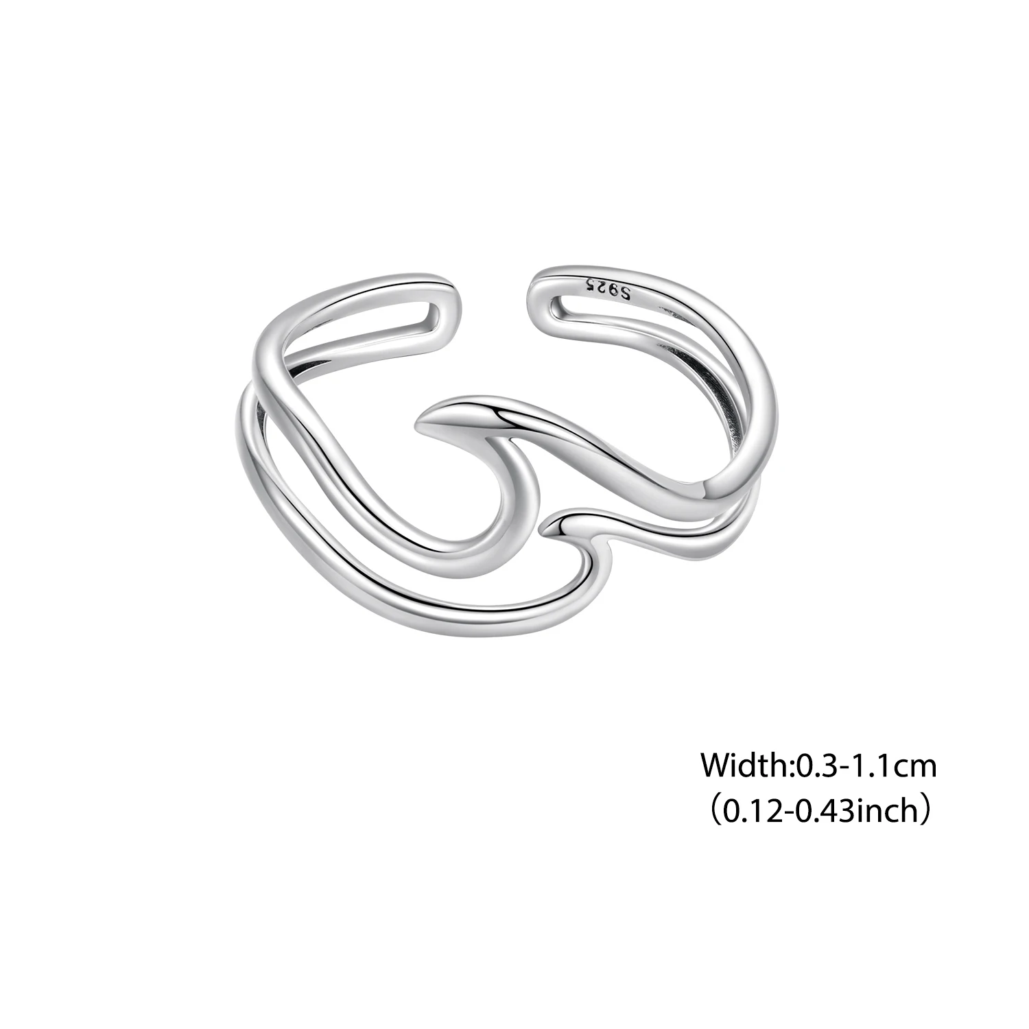 Women's 925 Sterling Silver V Style Double Layer Ring