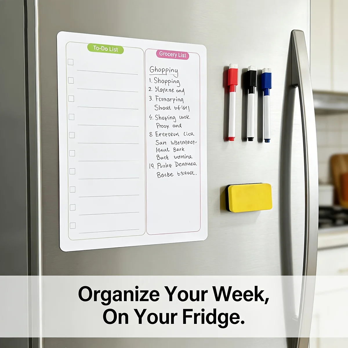 Magnetic Erasable Dual List To-Do Shopping Board Family/Office Daily Planner Reusable Fridge Magnets Organization Tool