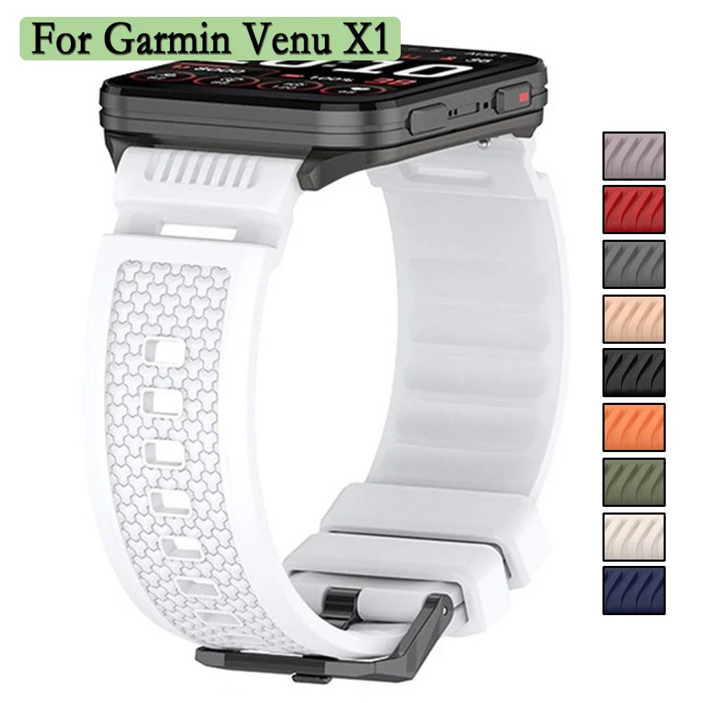 For Garmin Venu X1 Watchband With Texture Surface and Black Buckle Strap For Garmin Venu X1 Soft Silicone Wristband