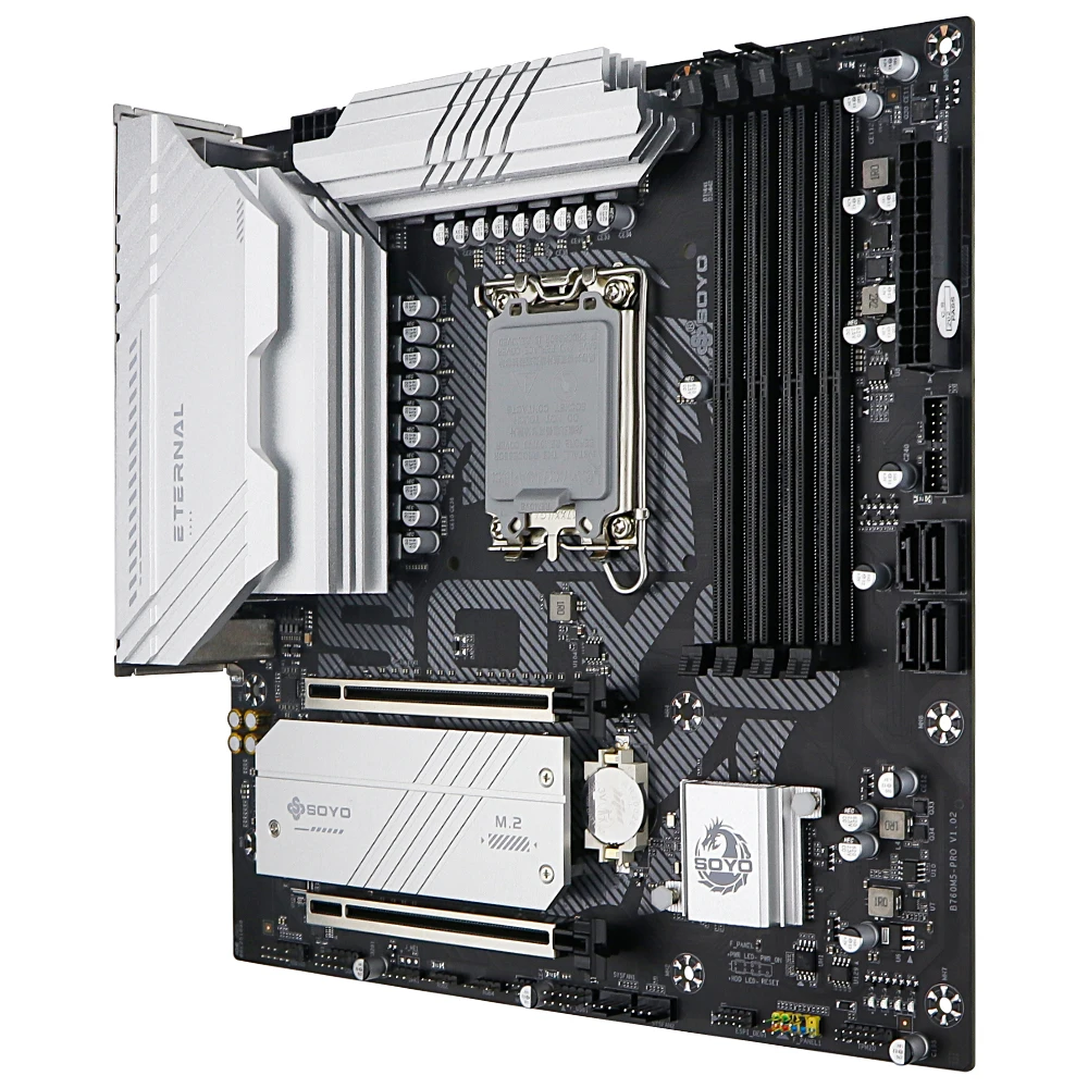 เมนบอร์ด SOYO B760M D5 WiFi DDR5 LGA 1700 Intel B760 M-ATX รองรับ 2* M.2 PCIe 4.0 Type-C WiFi6 ARGB USB3.2 สำหรับโปรเซสเซอร์รุ่น 12/13/14
