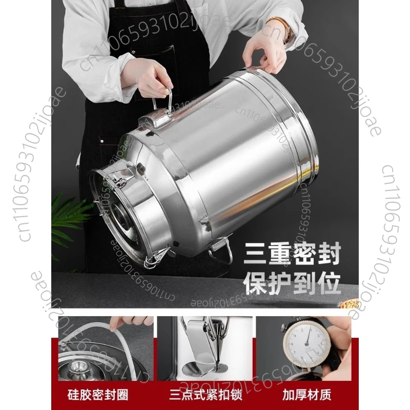 11L Stainless Steel Milk Bucket 2.64 Gallon Can with Sealed Lid for Milk and Wine Liquid Storage 304 Grade Wine Pail