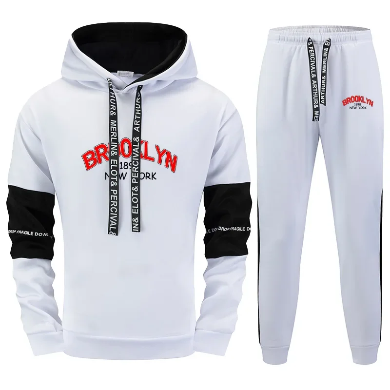 

New Mens Tracksuit Print Casual Sweatshirts Outdoors Sports Jogging Man Clothing Autumn Winter Quality Single Piece Hoodie Pants