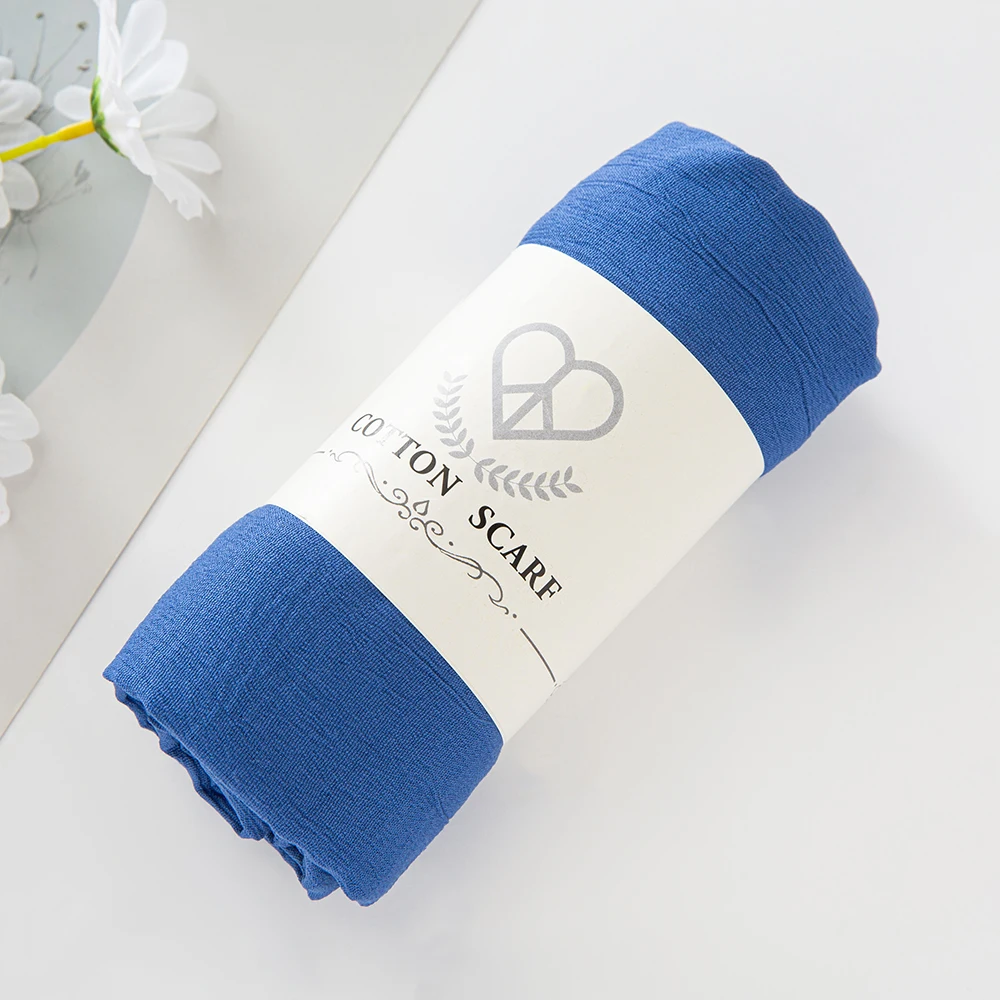 Fancy Fine Pleated Rayon Cotton Scarves Micro Crinkle Soft Cotton Long Shawl Factory Hemming Cheap Price Hijab view 3