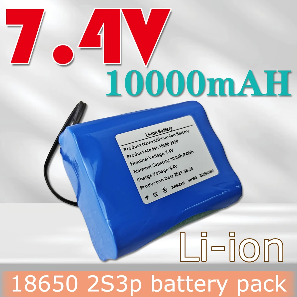 7.4V 10000mAh emergency DIY 18650 lithium battery pack 2S3P 10AH fishing LED light Bluetooth speaker medical equipment