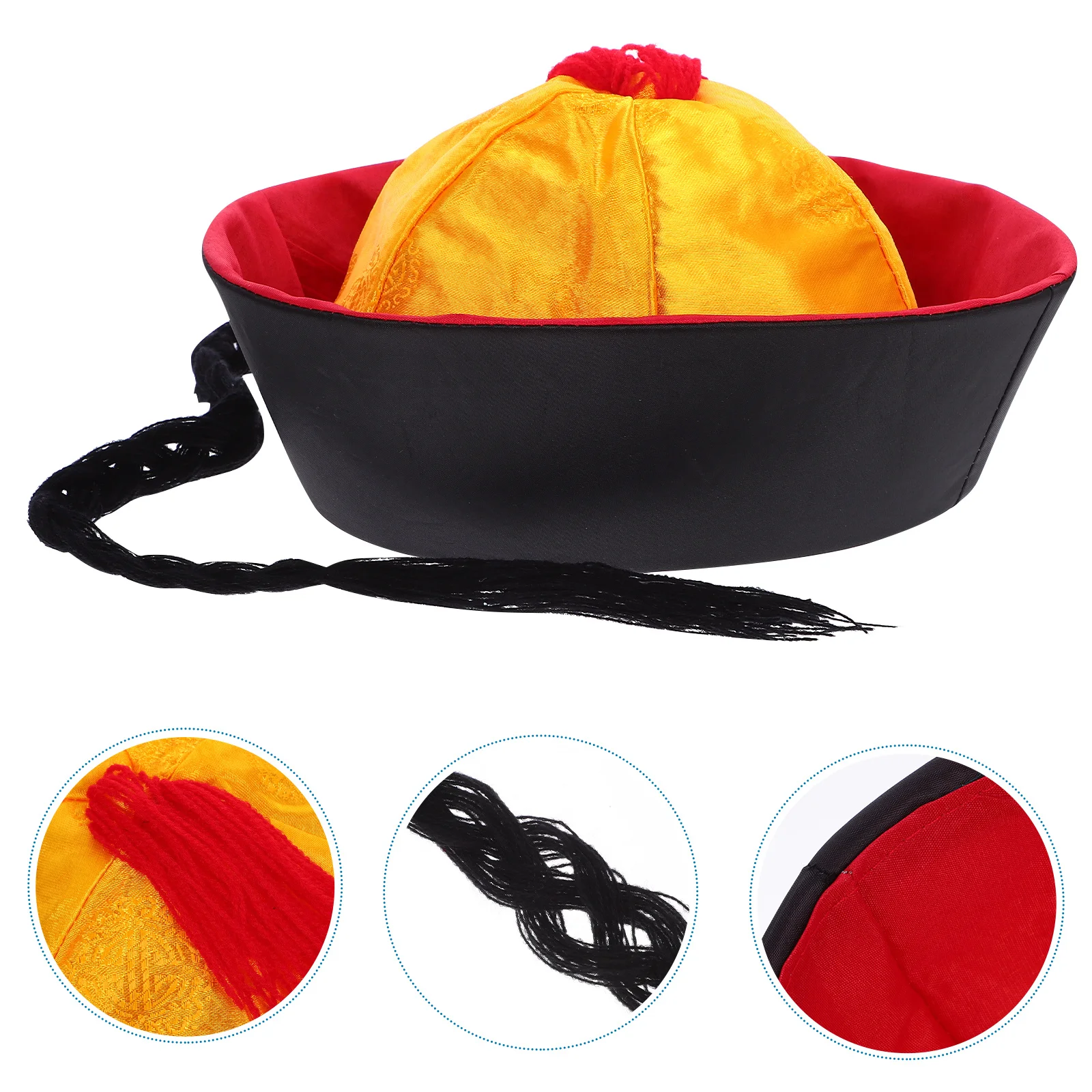

Qing Royal Court Chinese Ponytail Hat Asian Costume Prop Festival Cosplay Performance Party Headwear Traditional Style Hat