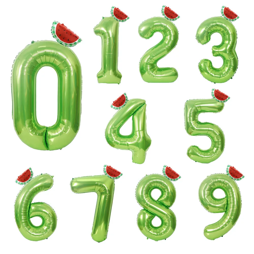 

2Pcs Watermelon Balloon with 40inch Green Number Balloon Set Happy Birthday Watermelon Balloon Baby Shower Birthday Party Decors