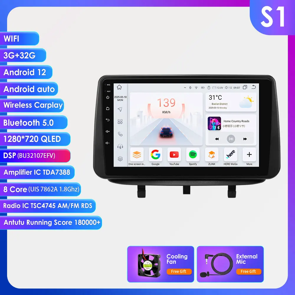 Hizpo 9" draadloze CarPlay Android Auto autoradio voor Opel Meriva B 2009 - 2014 Multimedia draadloze Apple CarPlay slimme intelligente systemen IPS touchscreen stereo videospeler 2 Din autoradio head