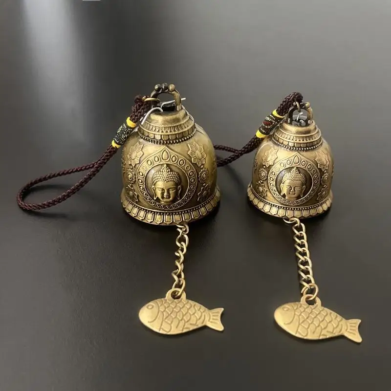 Vintage-Schlüsselanhänger aus Messing, Glocke aus reinem Kupfer, Auto-Schlüsselanhänger, kleiner Anhänger für Männer und Frauen – Detail 4