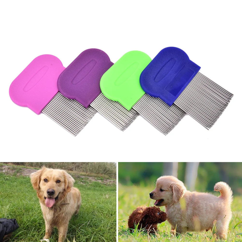 1pcs Pet Lice Comb Remove Flea Stainless Steel With Micro Grooved Teeth Dogs Cats Hair Grooming Cleaning Tools