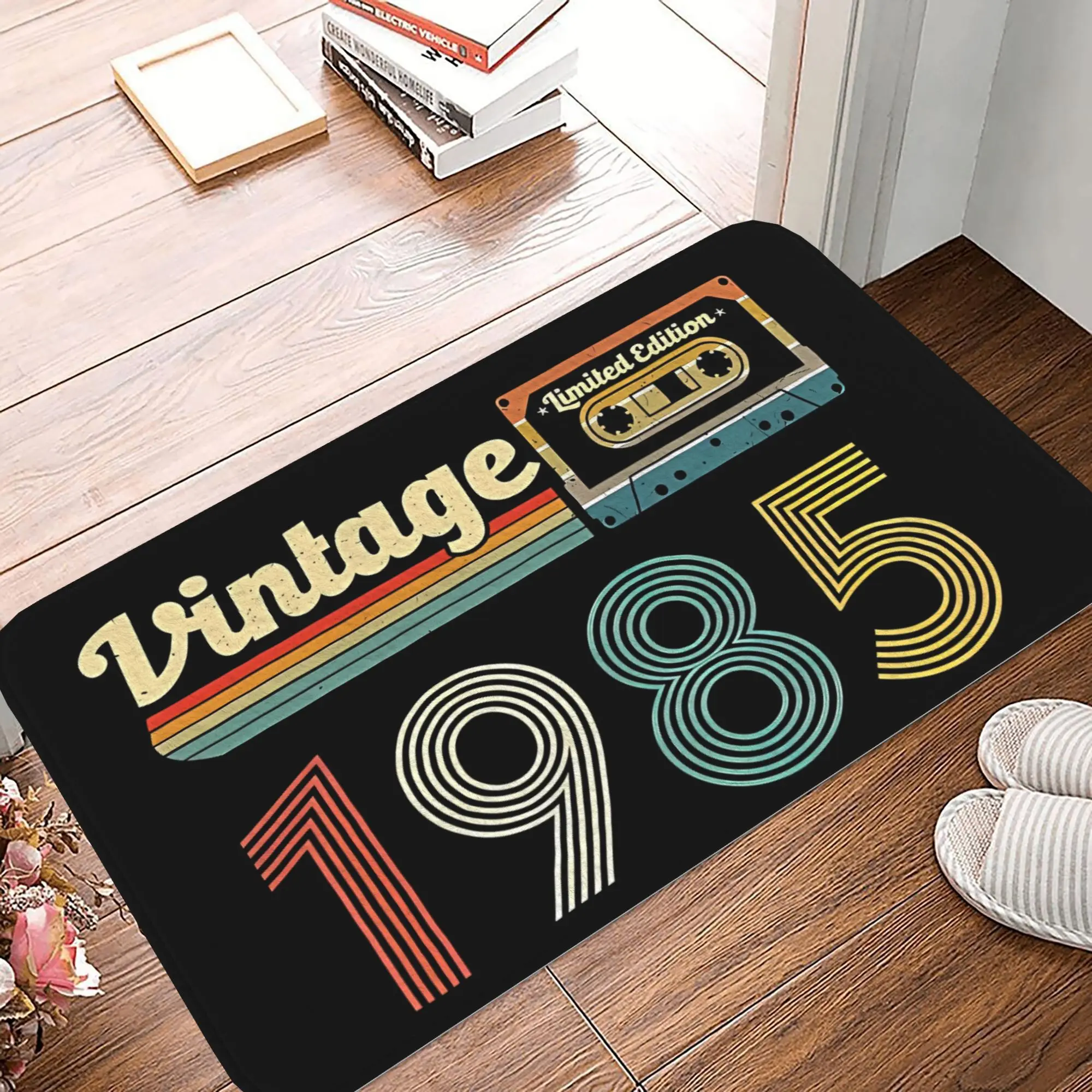 1pc 1985 37Th Birthday 37 Years Old Cassette Tape Anti-Slip Doormat Living Room Mat Hallway Carpet Welcome Rug Home Decor