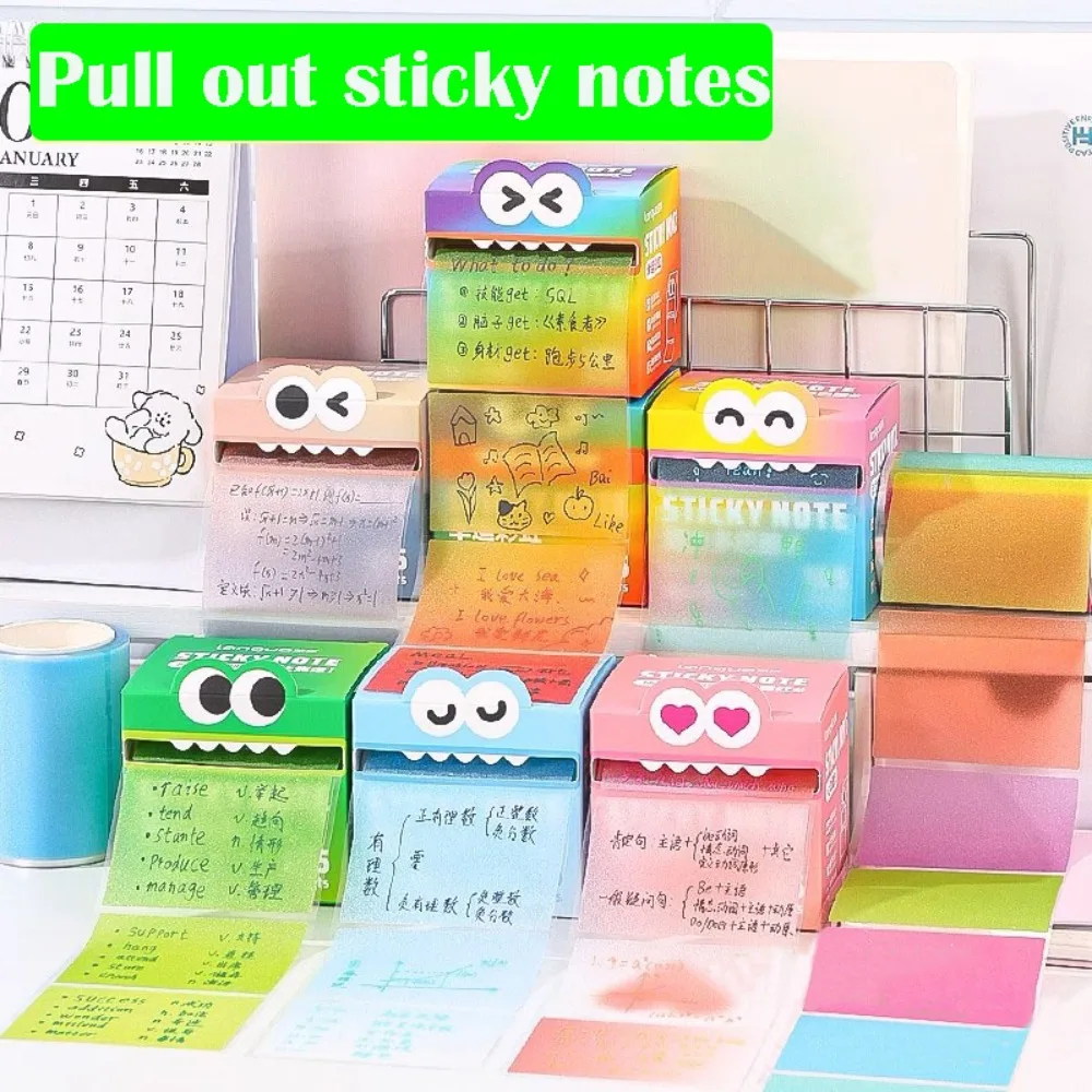 105 Sheets Cartoon Memo Pad Paper Pull Out Design Self-Adhesive Sticky Notes Korean Style Planner Sticker