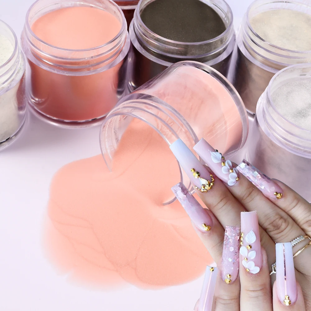 1 OZ/caja acrílico y polvo de inmersión para uñas desnudo/rosa 2 en 1 polímero de cristal profesional para tallar pigmento de flores manicura arte en polvo *