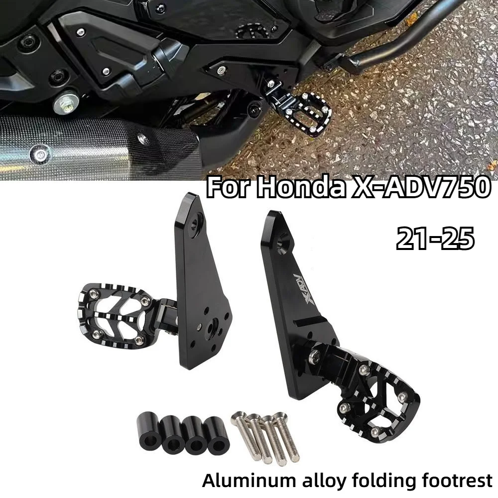

For HONDA X-ADV 750 XADV750 2021 - 2025 Aluminum Alloy Rear Passenger Foot Pegs Rests Pedals Anti-Slip Motorcycle Accessories