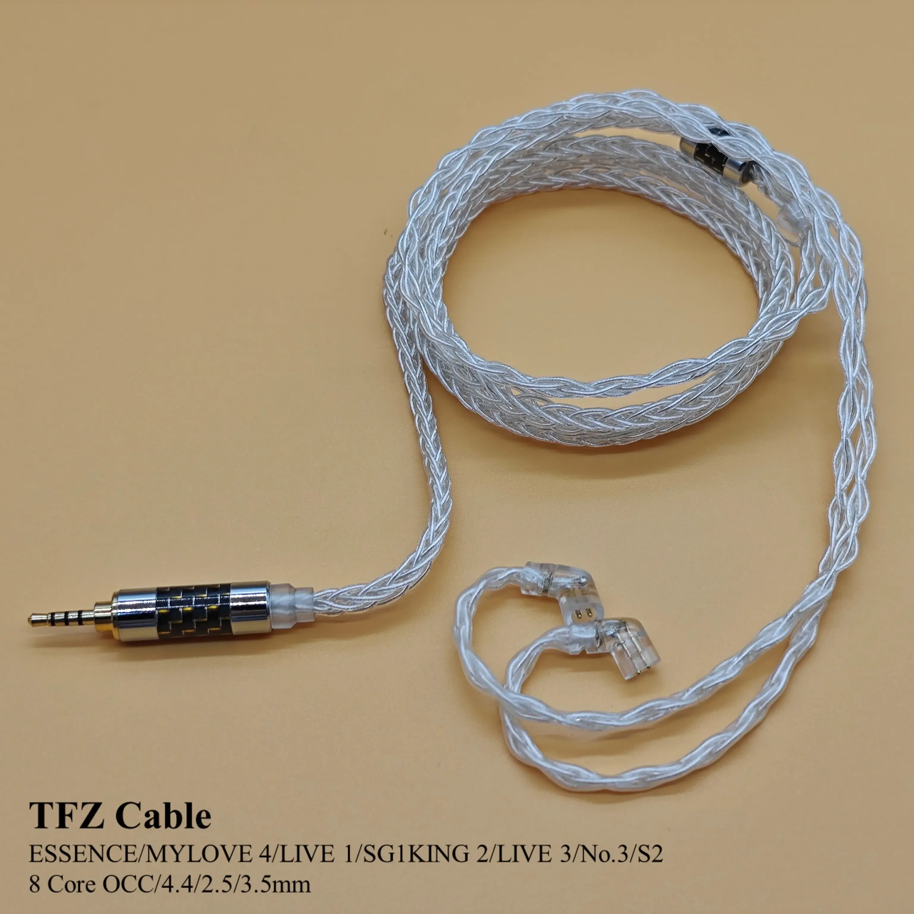 

TFZ Cable for ESSENCE MYLOVE4LIVE SG1KING No.3, Live OCC, 8 Core Earphones, Silver Plated Upgrade, 4.4mm Balance, 2.5mm, 3.5mm