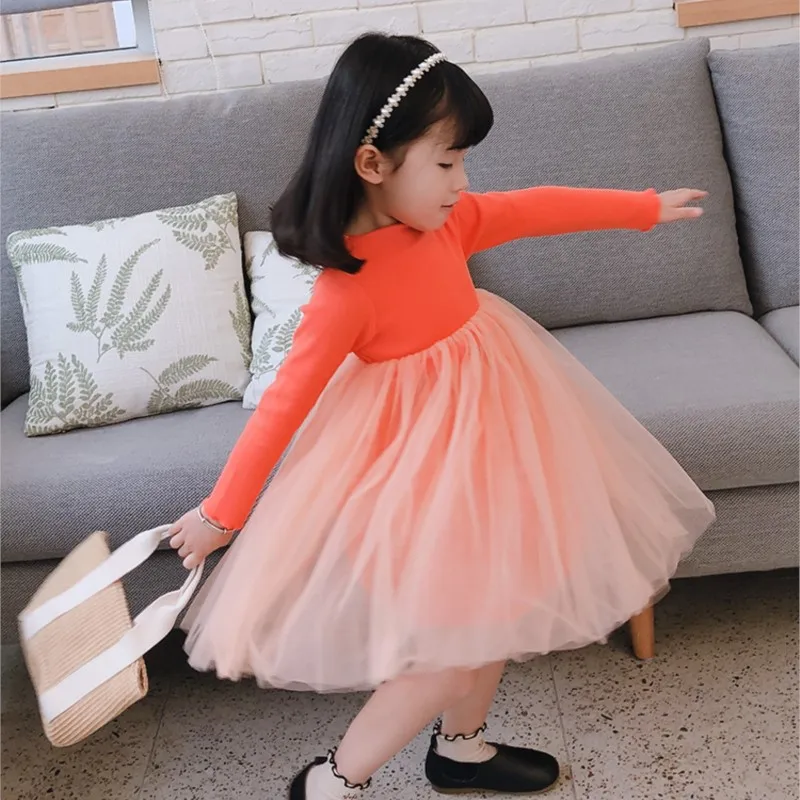 Baby Girl Candy Collor Mesh Tutu Dress Spring Autumn Girls Kids Princess Birthday Party Dresses Vestidos Clothes