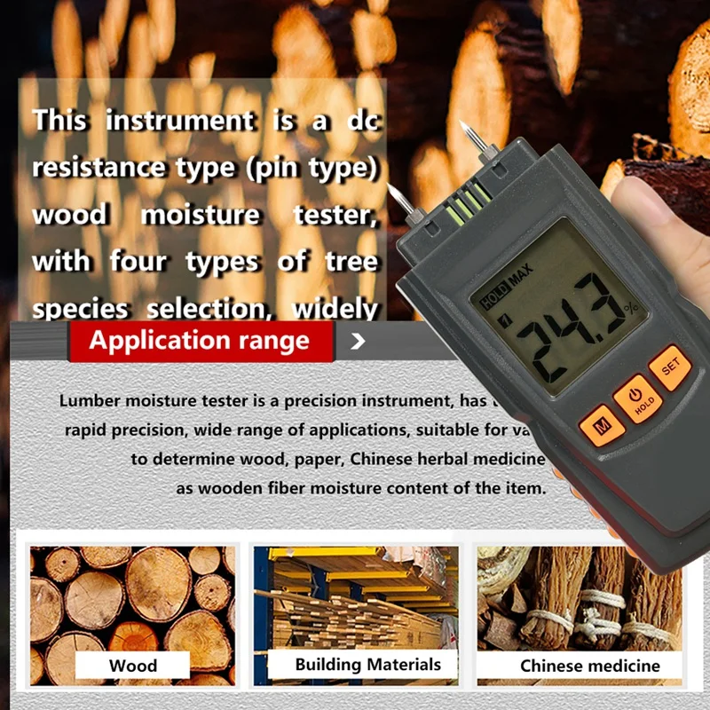 Humidity Measuring Device Tester Digital Electrical Tester Hygrometer Portable Wood Moisture Tools Durable