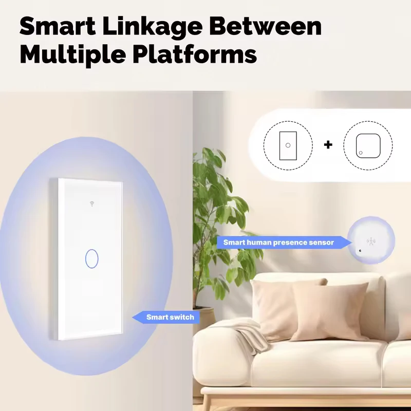 MOES Tuya Matter WiFi interruptor de luz inteligente Control táctil de vidrio cable neutro ignífugo requerido para Alexa Google Home Apple HomeKit